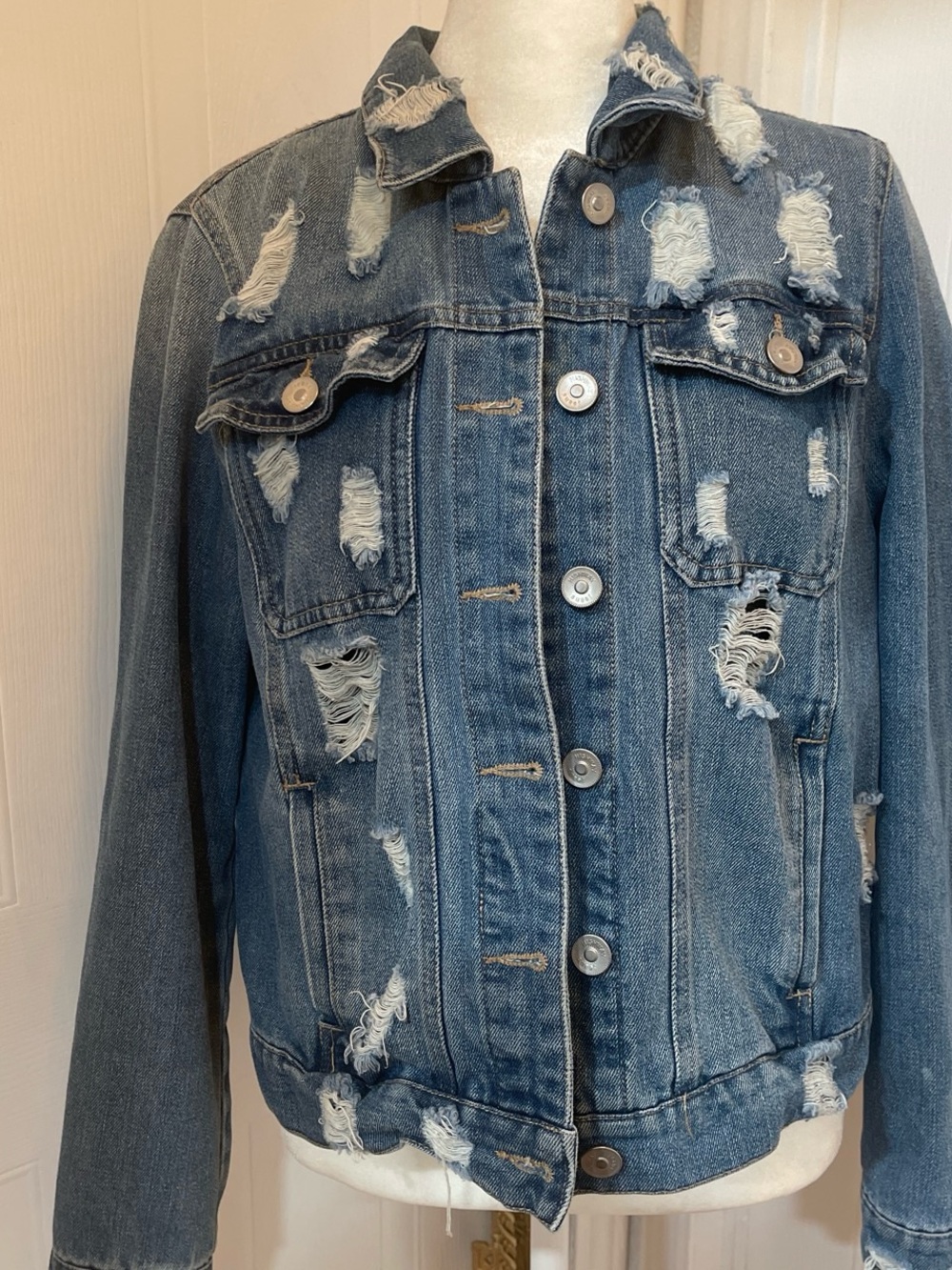 Highway Jeans Light Blue Denim woman Jacket with Faded Wash L